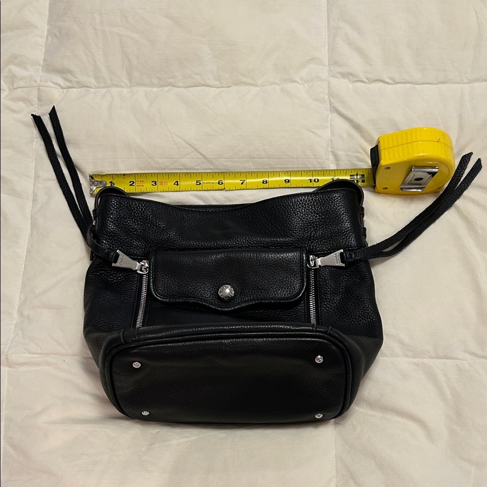 Aimee Kestenberg Elation Black Pebble Leather Crossbody/Bucket Bag - Picture 14 of 15